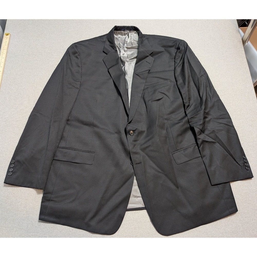 Hart Schaffner Marx Mens Blazer Charcoal Gray 52L Big & Tall Union USA Made Suit